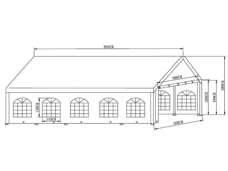 Namiot imprezowy Basic 5x10m PE 500, Biały