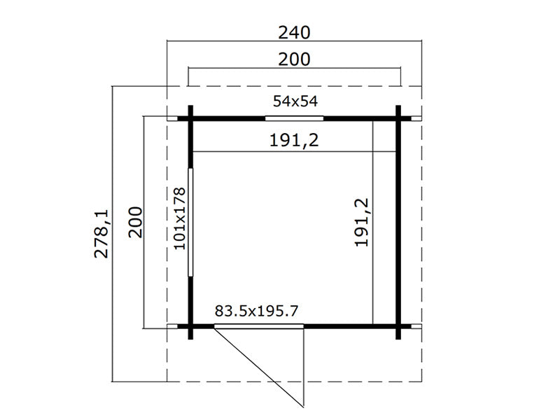 Drewniany domek sauna Ruka, 2x2m, 3,6m², Naturalne drewno