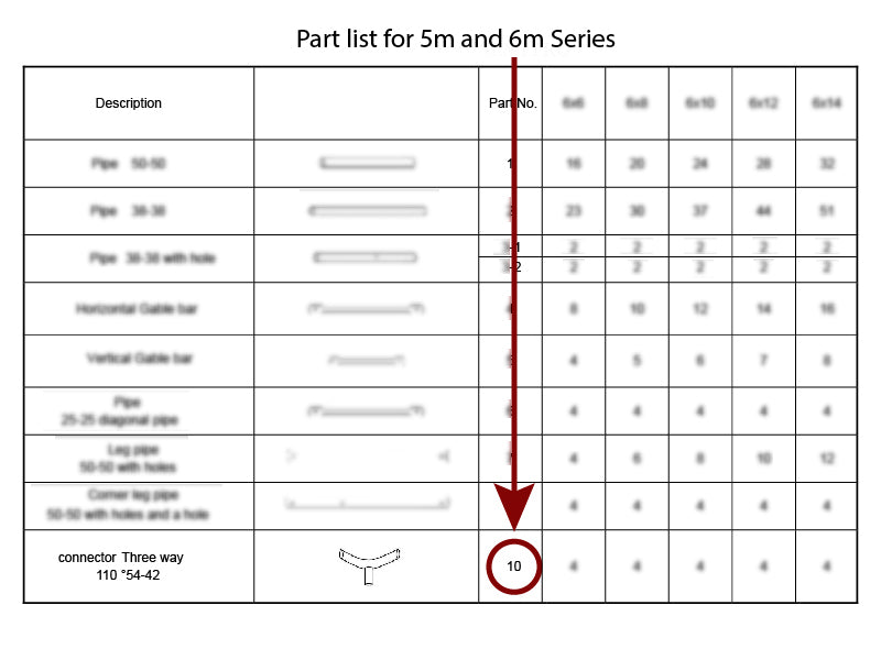 łącznik 3-stronny, Ø42+Ø54mm, 110°