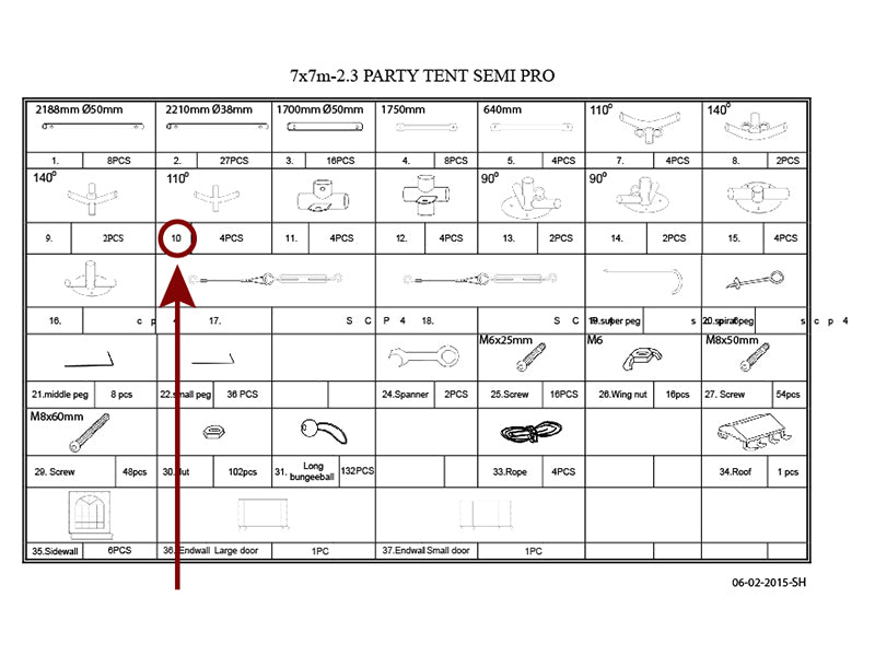 łącznik 4-stronny, Ø42+Ø54mm, 110°