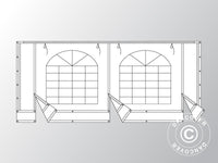 Ściana końcowa z dużym oknem i szerokimi drzwiami, 5m, PCV, biała