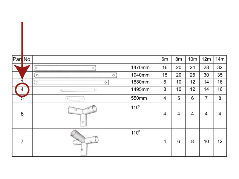 Szczytowa rura pozioma, Ø25mm, 1475mm