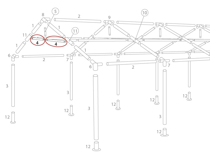 Szczytowa rura pozioma, Ø25mm, 1475mm