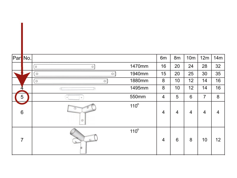 Szczytowa rura pionowa, Ø25mm, 530mm