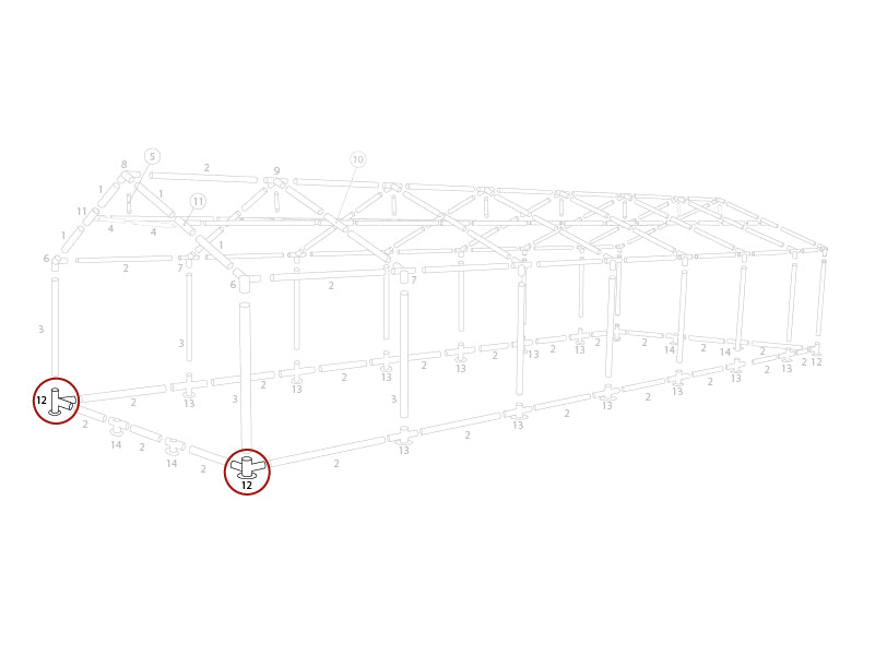 łącznik 3-stronny do listwy usztywniającej, Ø42mm, 90°