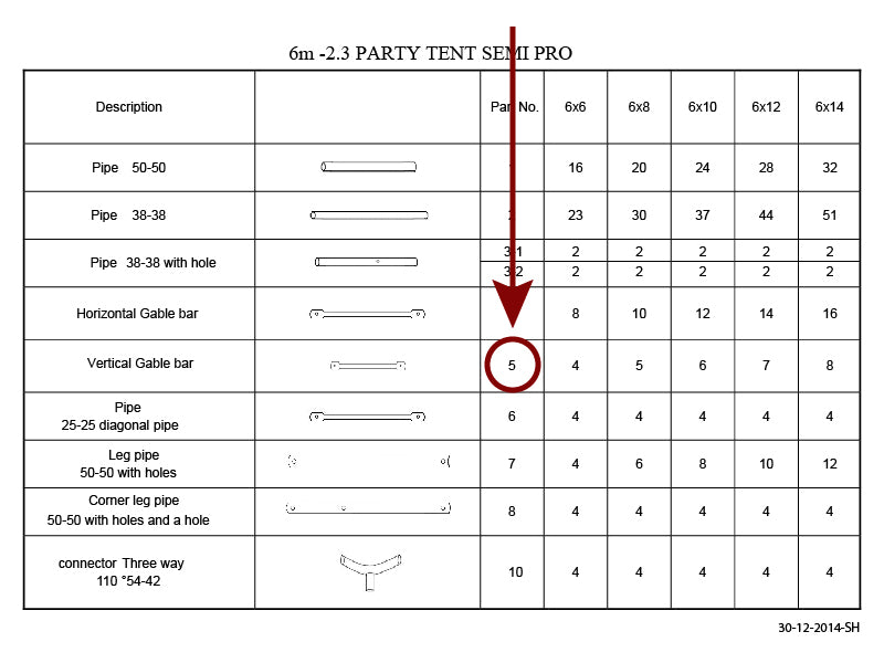 Szczytowa rura pionowa, Ø25mm, 550mm