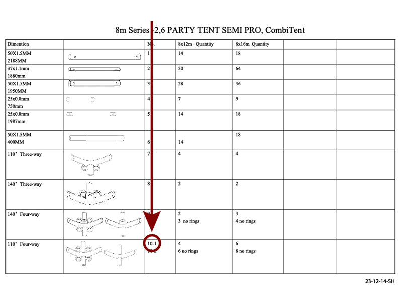 łącznik 4-stronny, Ø42+Ø54mm, 110°