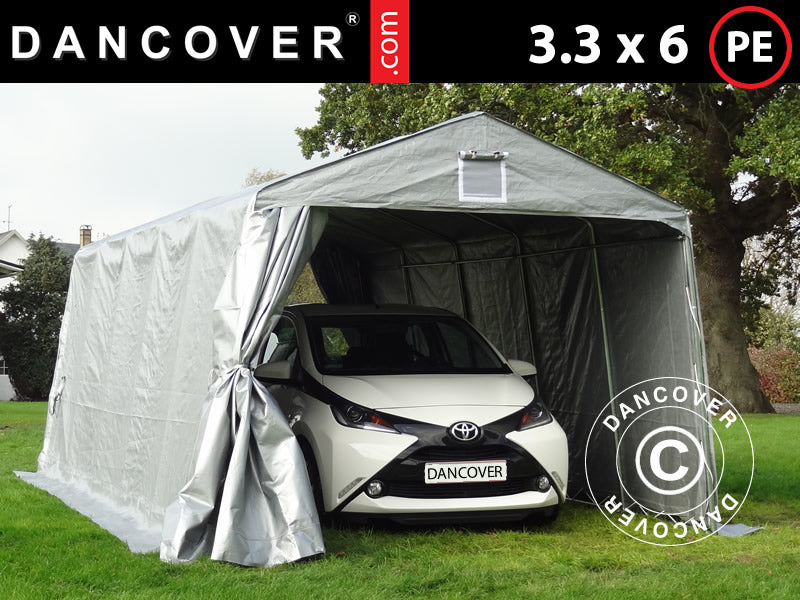 Namiot garażowy PRO 3,3x6x2,4m PE, Szary