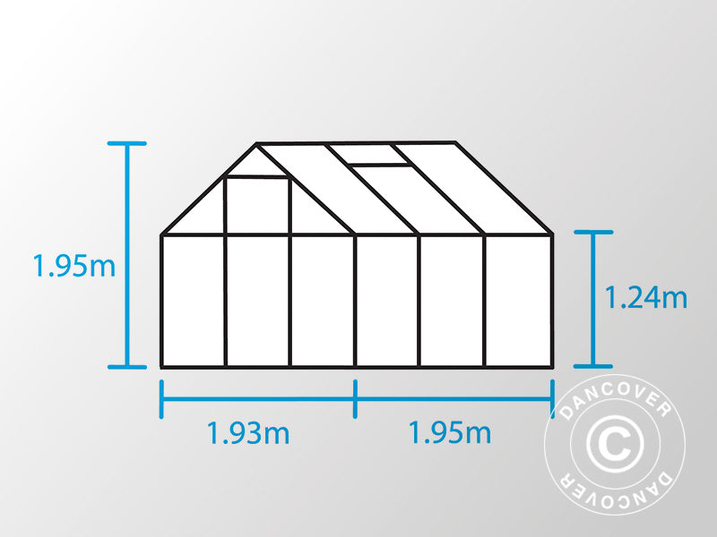 Szklarnia z poliwęglanu Halls Popular 3,8m², 1,93x1,95x1,95m, Zielony