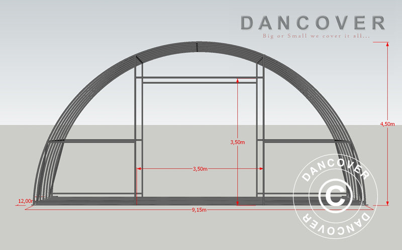 Hala łukowa 9,15x12x4,5m, PCV, Biały