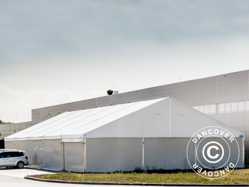 Budynek magazynowy Alu 10x10x4,52m z drzwiami przesuwnymi, PCV, biały