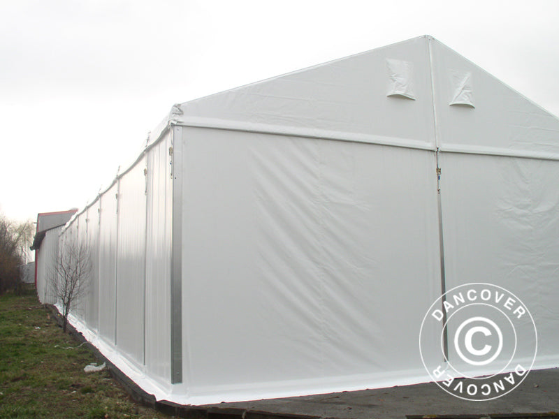 Budynek magazynowy Alu 12x12x5,42m z drzwiami przesuwnymi, PCV, biały