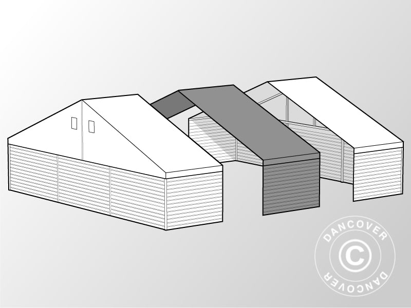 Przedłużenie do budynku magazynowego Alu, PCV / metal 20x50x9,04, 5m, białe