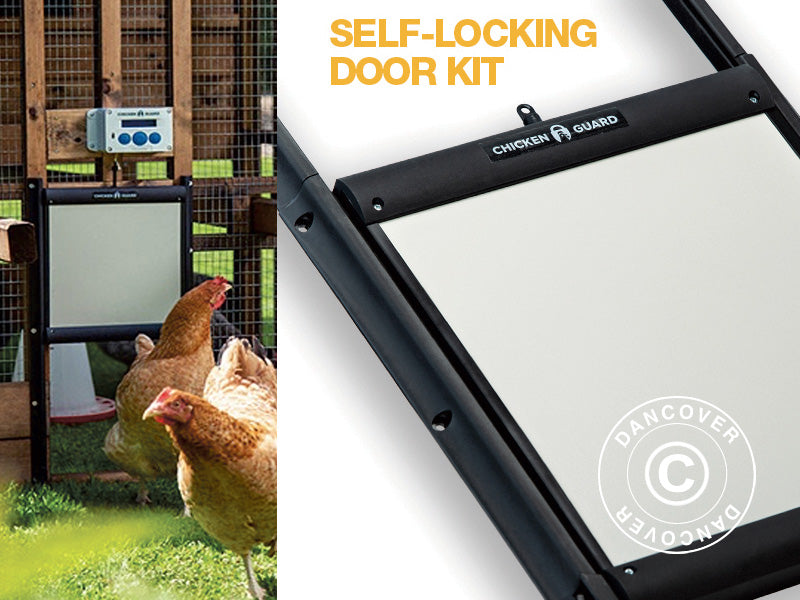 Klapa do kurnika 30x24x59,5cm, Srebrna/Czarna