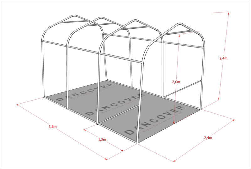 Namiot magazynowy PRO 2,4x3,6x2,34m PE, Szary