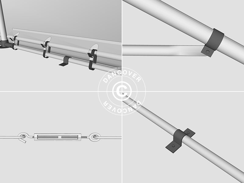 Namiot magazynowy PRO 4x8x2x3,1m, PCV, Szary
