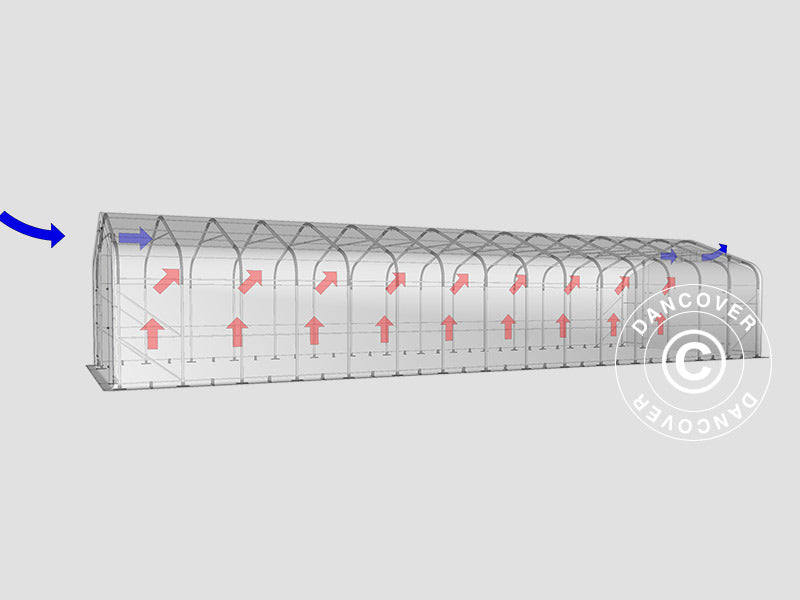 Namiot magazynowy PRO 6x18x3,7m PCV ze świetlikiem, Szary