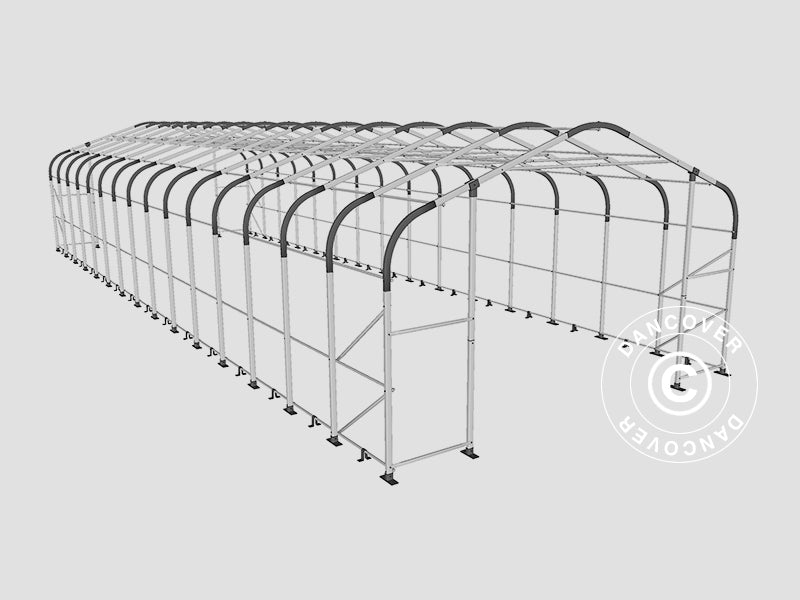Namiot magazynowy PRO 6x18x3,7m PCV ze świetlikiem, Szary