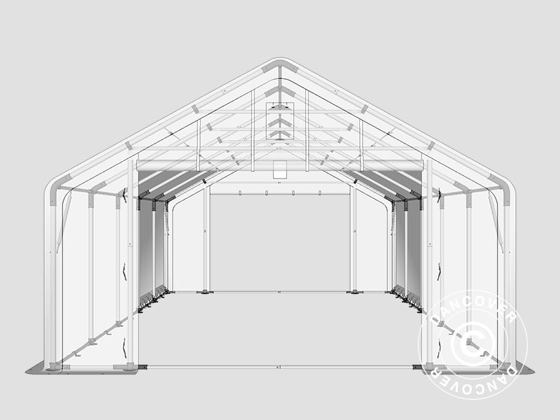 Namiot magazynowy PRO 5x10x2x3,39m, PCV, Szary