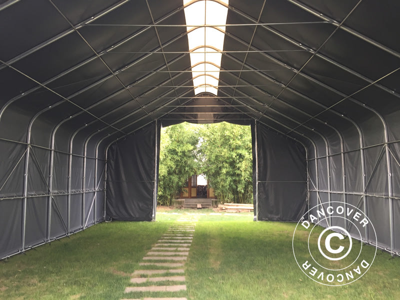 Namiot magazynowy PRO 8x12x5,2m PCV ze świetlikiem, Szary