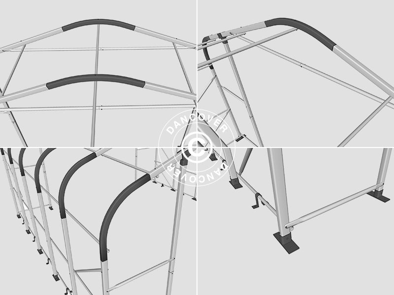 Namiot magazynowy PRO 8x12x5,2m PCV ze świetlikiem, Szary