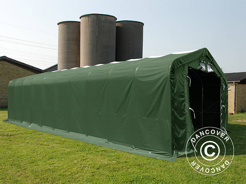 Namiot magazynowy PRO 6x12x3,7m PCV ze świetlikiem, Zielony