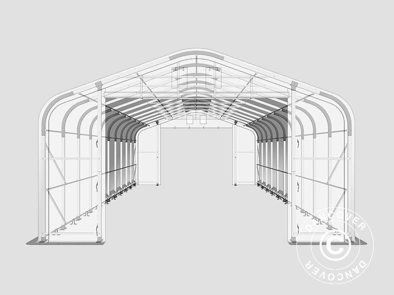 Namiot magazynowy PRO 6x12x3,7m PCV ze świetlikiem, Zielony