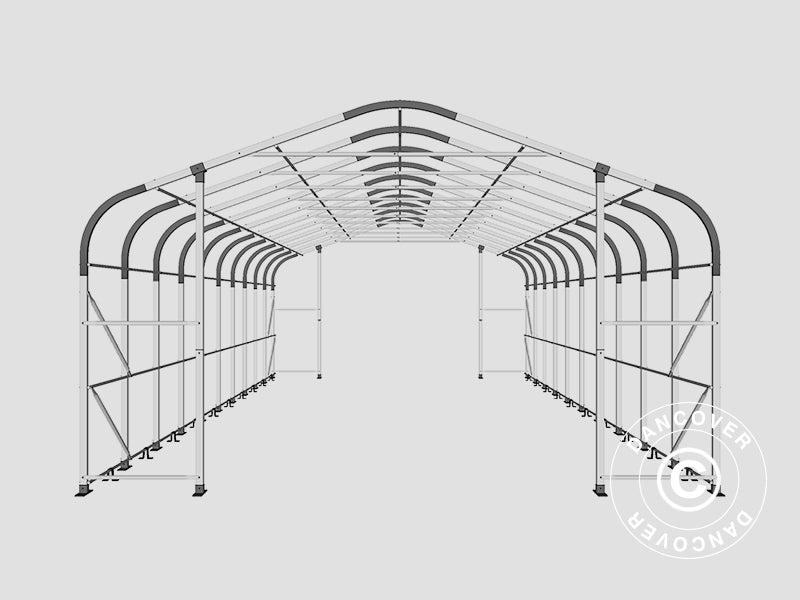 Namiot magazynowy PRO 6x12x3,7m PCV ze świetlikiem, Zielony
