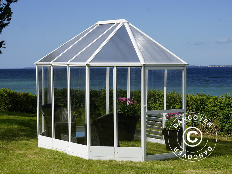 Oranżeria z poliwęglanu 6,96m², 2,41x3,3x2,58m, biała