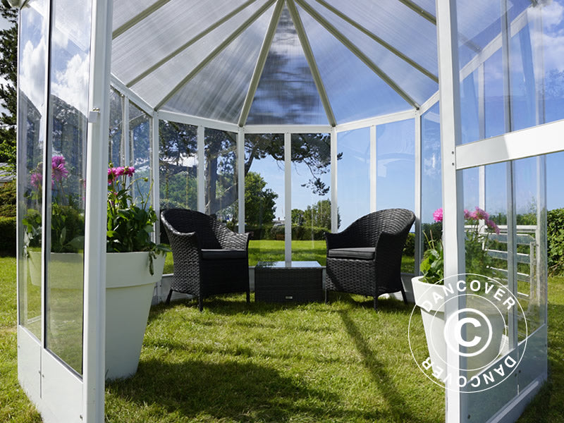 Oranżeria z poliwęglanu 6,96m², 2,41x3,3x2,58m, biała