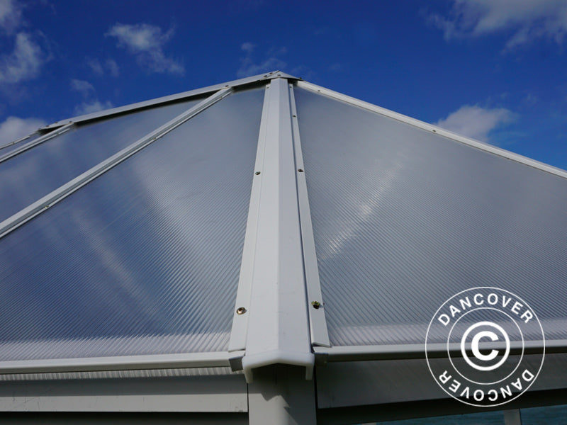 Oranżeria z poliwęglanu 6,96m², 2,41x3,3x2,58m, biała