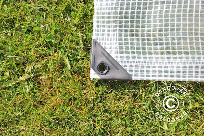 Plandeka 8x10m, Wzmocniona siatką PE 200g/m², Przezroczysta