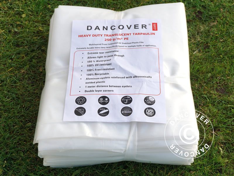 Plandeka 5x8m, PE 250g/m², Półprzezroczysta