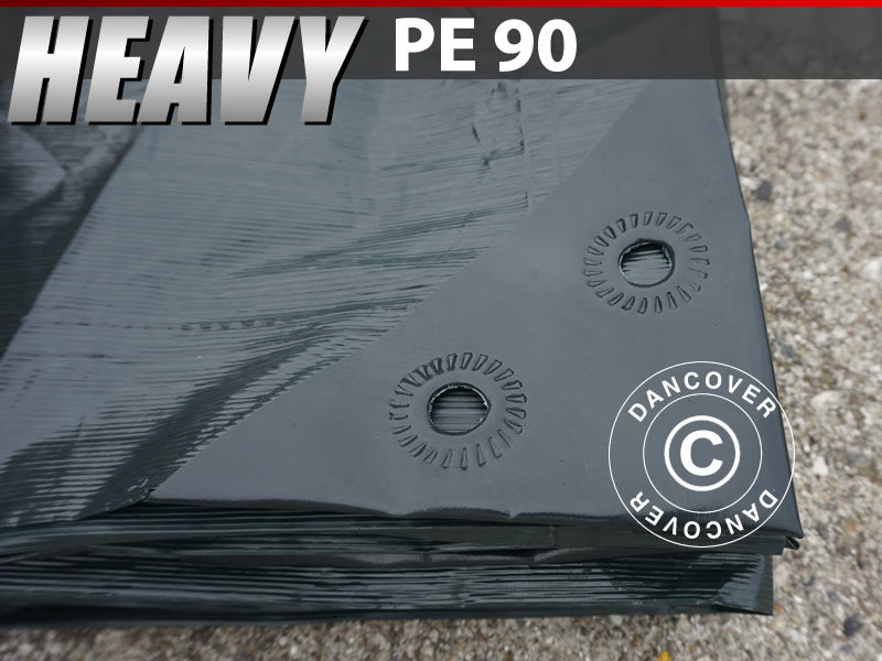 Plandeka 8x12 m, PE 90 g/m², wzmocniona, ciemna zieleń