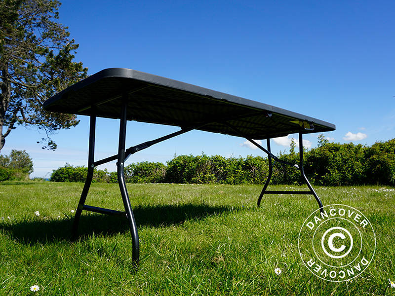 Składany stół 180x74x74cm, czarny (1 sztuka)