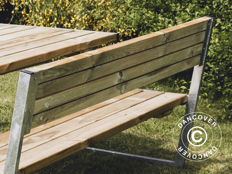 Stół piknikowy z oparciem, 2,05x1,8x0,85m, Drewno