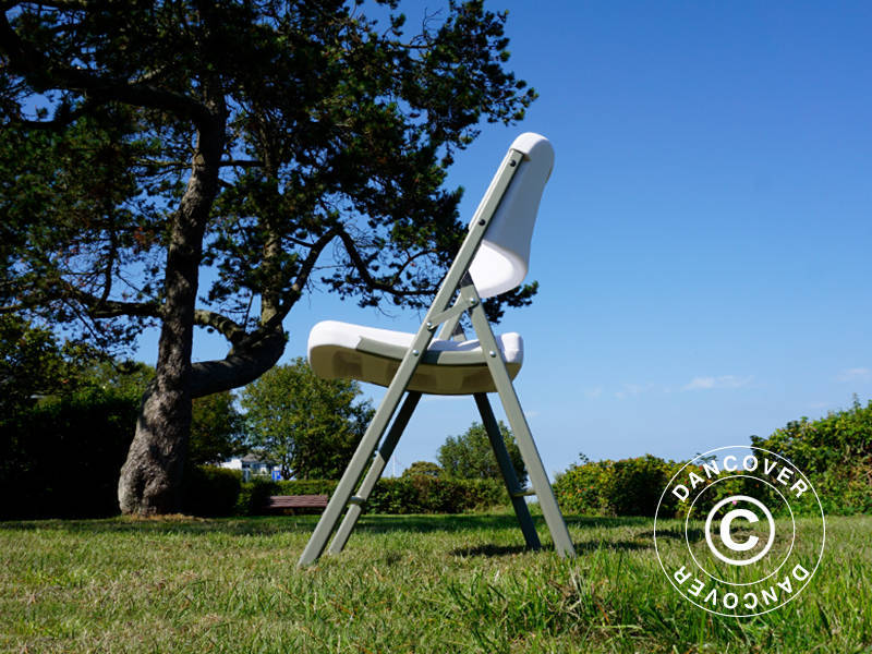 Krzesła składane 48x43x89cm, Jasny szary/Biały, 4 szt.