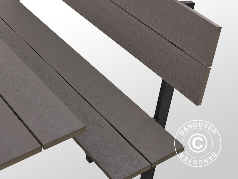 Stół piknikowy z oparciem, z tworzywa, 1,75x1,86m, Czarny/Antracyt