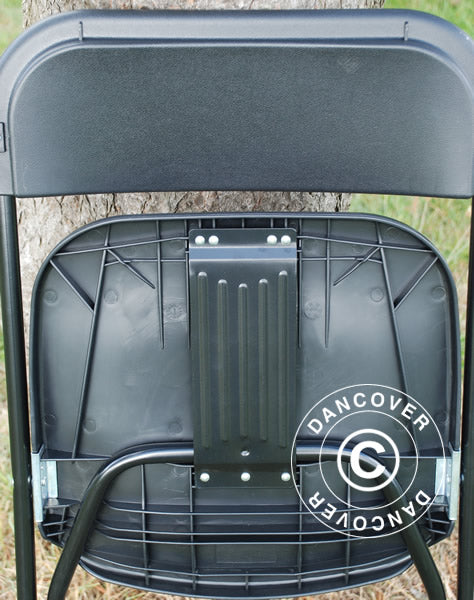 Pakiet Party, 1 składany stół (180cm) + 8 Krzesła składane, Jasny szary/Czarny