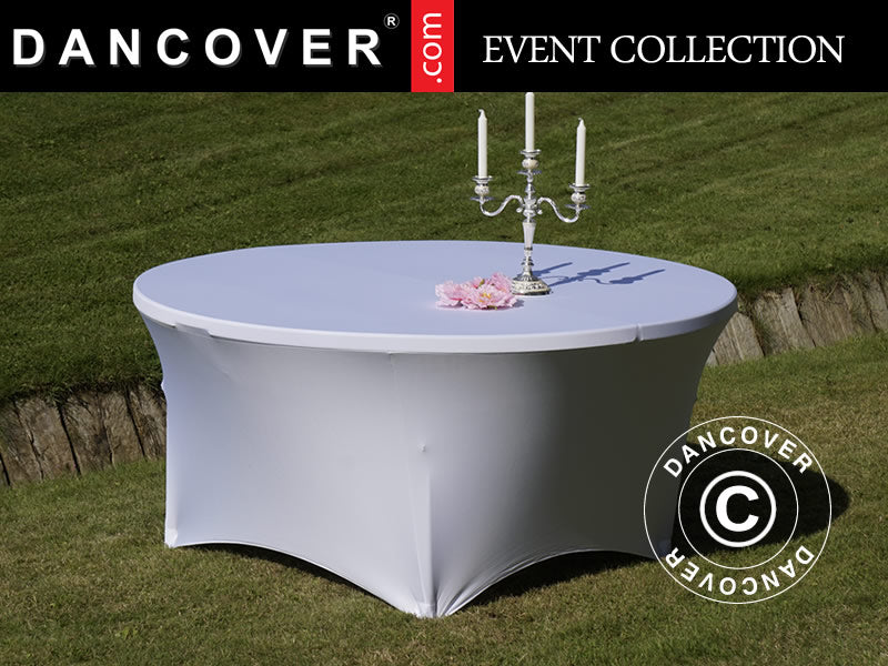 Elastyczny pokrowiec na stół Ø152x74cm, Biały