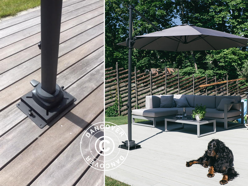 Podstawa parasola na taras drewniany, 25x25cm, Czarny