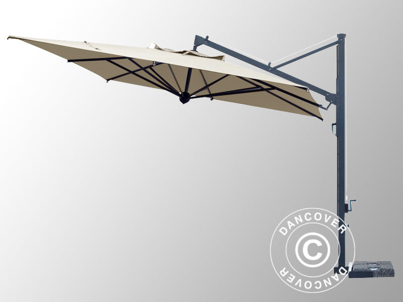 Parasol na wysięgniku Galileo Dark, 3,5x3,5m, Ecru