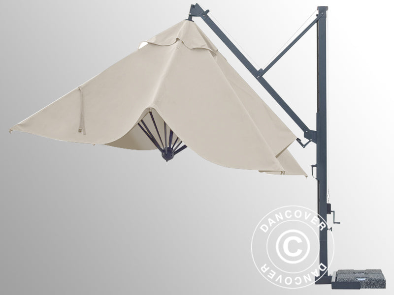 Parasol na wysięgniku Galileo Dark, 3,5x3,5m, Ecru