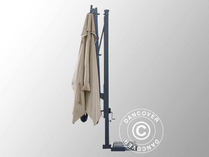 Parasol na wysięgniku Galileo Dark, 3,5x3,5m, Ecru