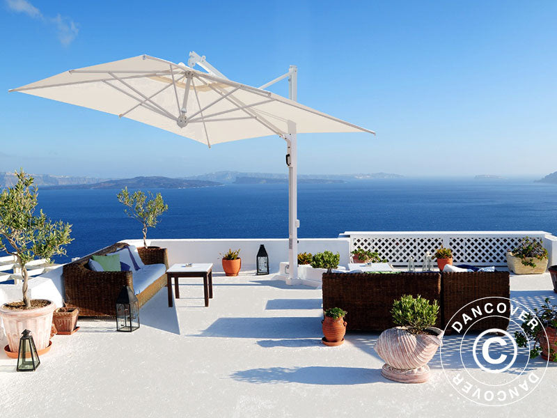 Parasol na wysięgniku Galileo White, 3x3m, Ecru