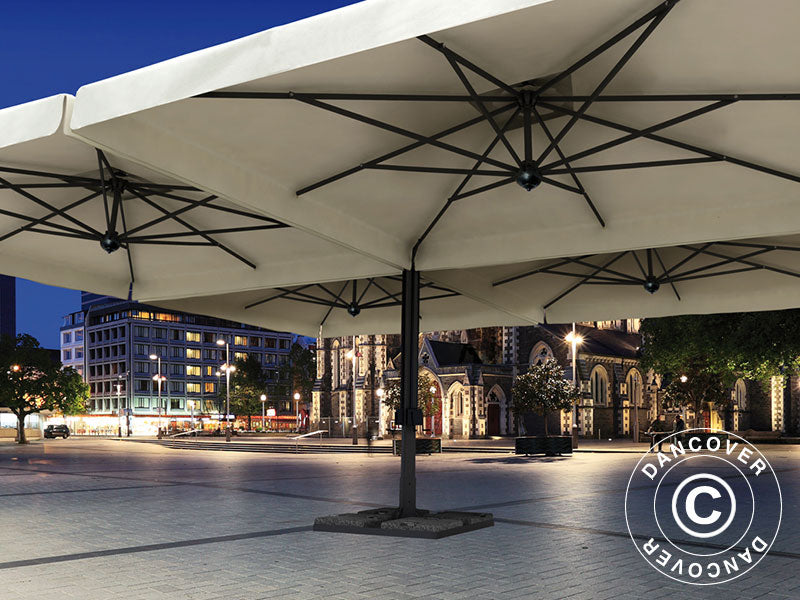 Parasol na wysięgniku Alu Poker z falbaną, 4 pary, 6x6m, Ecru