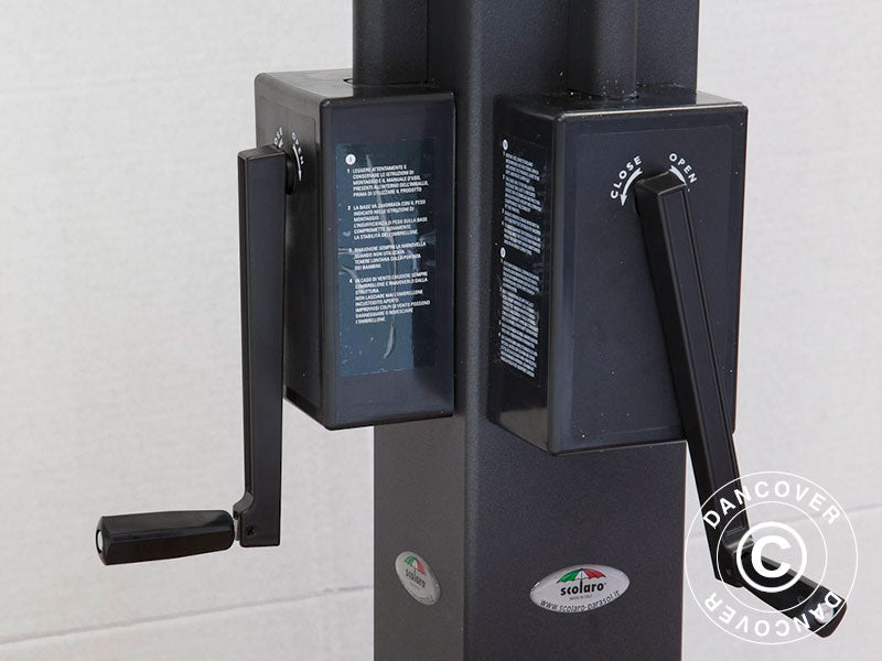 Parasol na wysięgniku Alu Poker z falbaną, 4 pary, 6x6m, Ecru