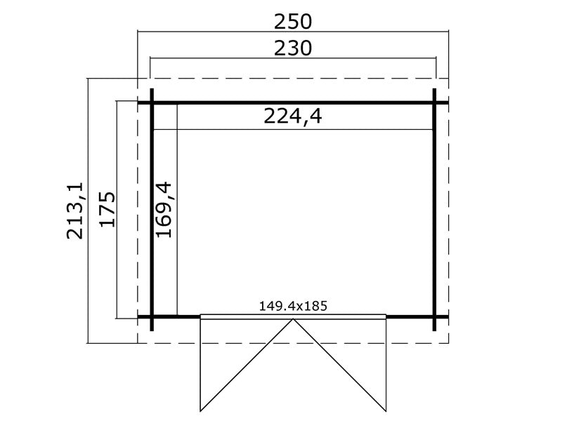 Drewniana szopa Hagen 2,3x1,75x2,11m, 28mm, 3,8m², Ciemny szary
