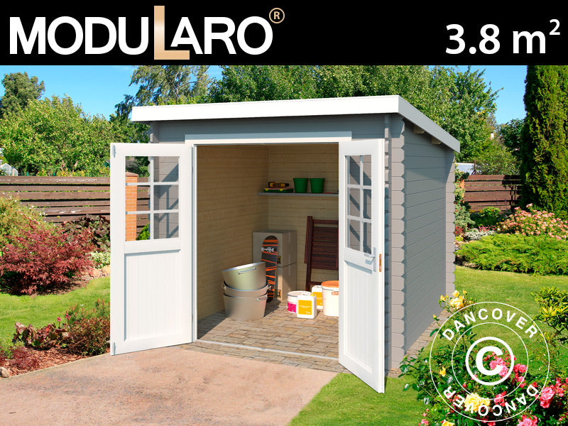 Drewniana szopa Hagen 2,3x1,75x2,11m, 28mm, 3,8m², Jasny szary