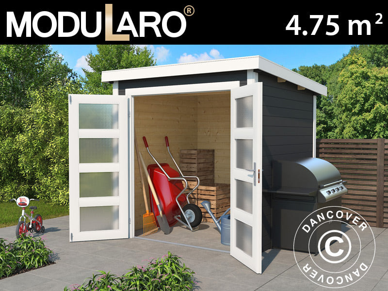 Drewniana szopa Torrent 2x2,5x2,11m, 28mm, 4,75m², Ciemny szary